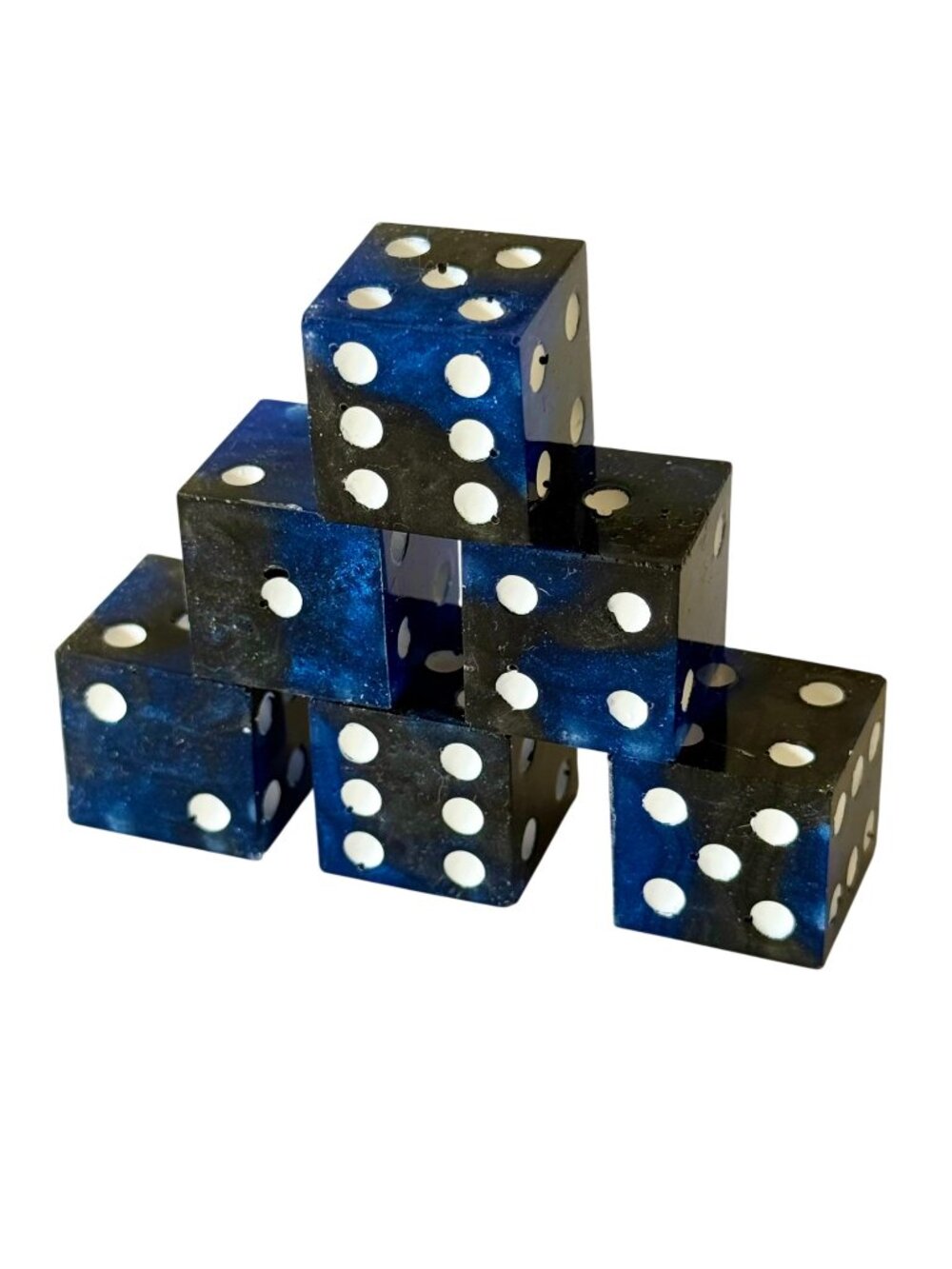 Resin Dice Set 6pcs - Royal Midnight Swirl - Handmade Replacement Dice Games